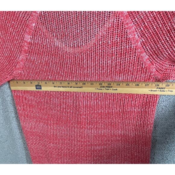 Tommy Bahama Open Knit Sweater Women’s M Hooded Pink Cotton Linen Beach Vacation - Picture 11 of 12